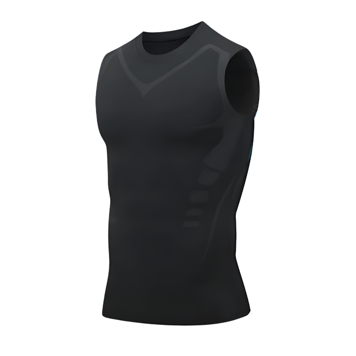 Herren Kompressionsshirt ärmellos für Sport und Fitness-Schwarz-S (50-70kg)-Luzern Mode
