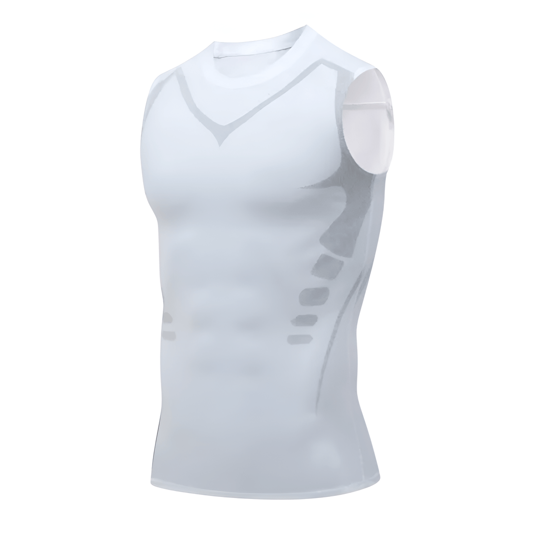 Herren Kompressionsshirt ärmellos für Sport und Fitness-Weiß-S (50-70kg)-Luzern Mode