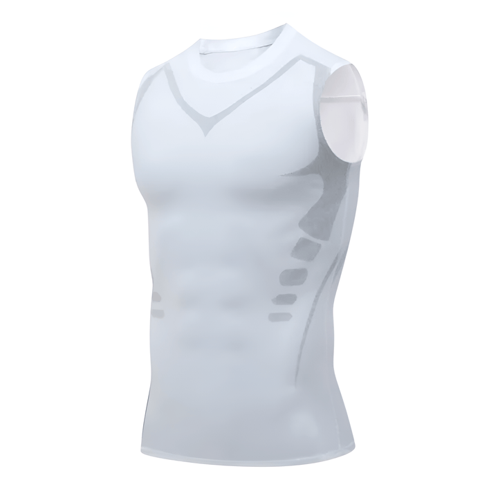 Herren Kompressionsshirt ärmellos für Sport und Fitness-Weiß-S (50-70kg)-Luzern Mode