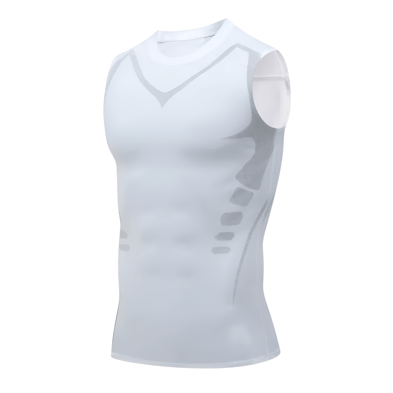 Herren Kompressionsshirt ärmellos für Sport und Fitness-Weiß-S (50-70kg)-Luzern Mode