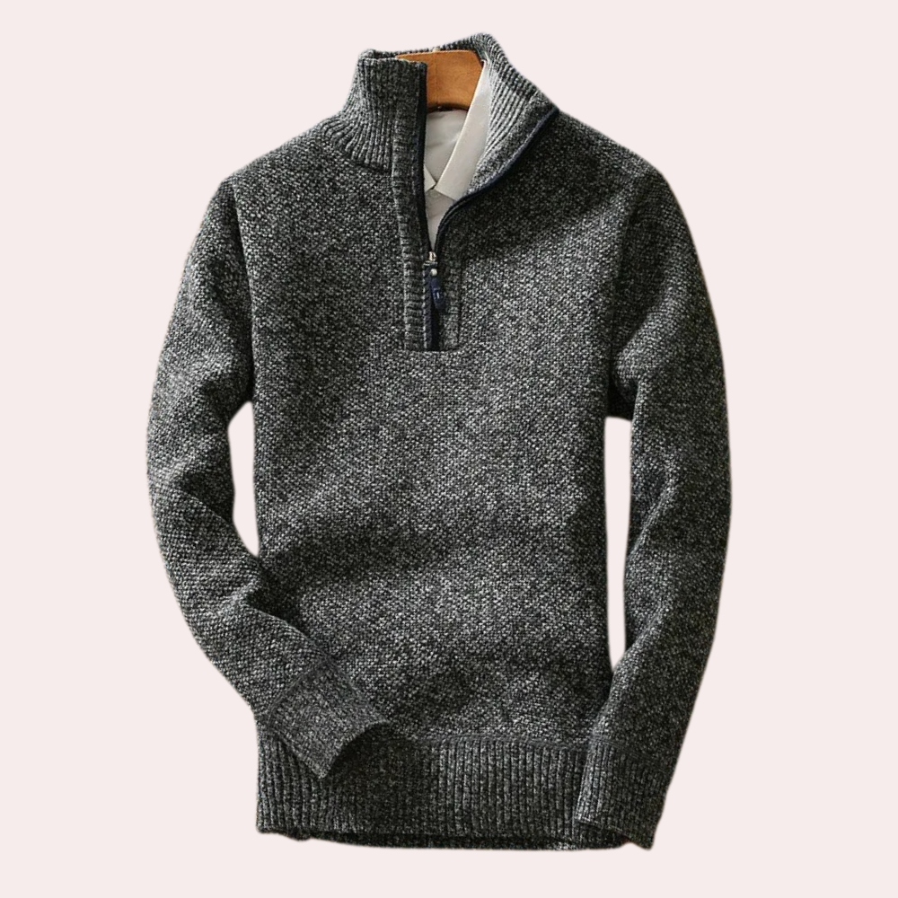 Herren Rollkragenpullover aus Strick für kalte Tage-Dunkelgrau-S-Luzern Mode