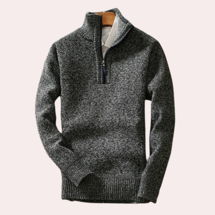 Herren Rollkragenpullover aus Strick für kalte Tage-Dunkelgrau-S-Luzern Mode