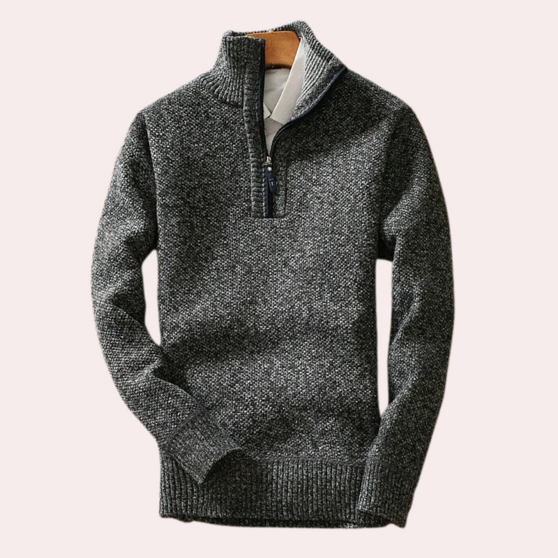 Herren Rollkragenpullover aus Strick für kalte Tage-Dunkelgrau-S-Luzern Mode