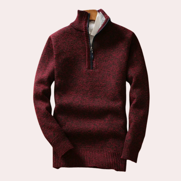 Herren Rollkragenpullover aus Strick für kalte Tage-Dunkelrot-S-Luzern Mode