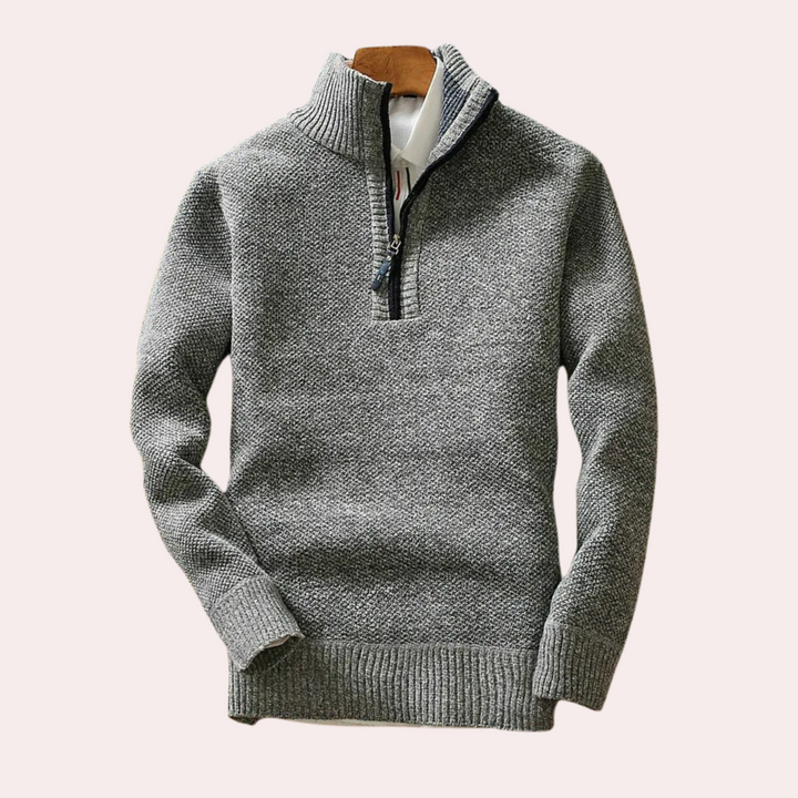Herren Rollkragenpullover aus Strick für kalte Tage-Grau-S-Luzern Mode