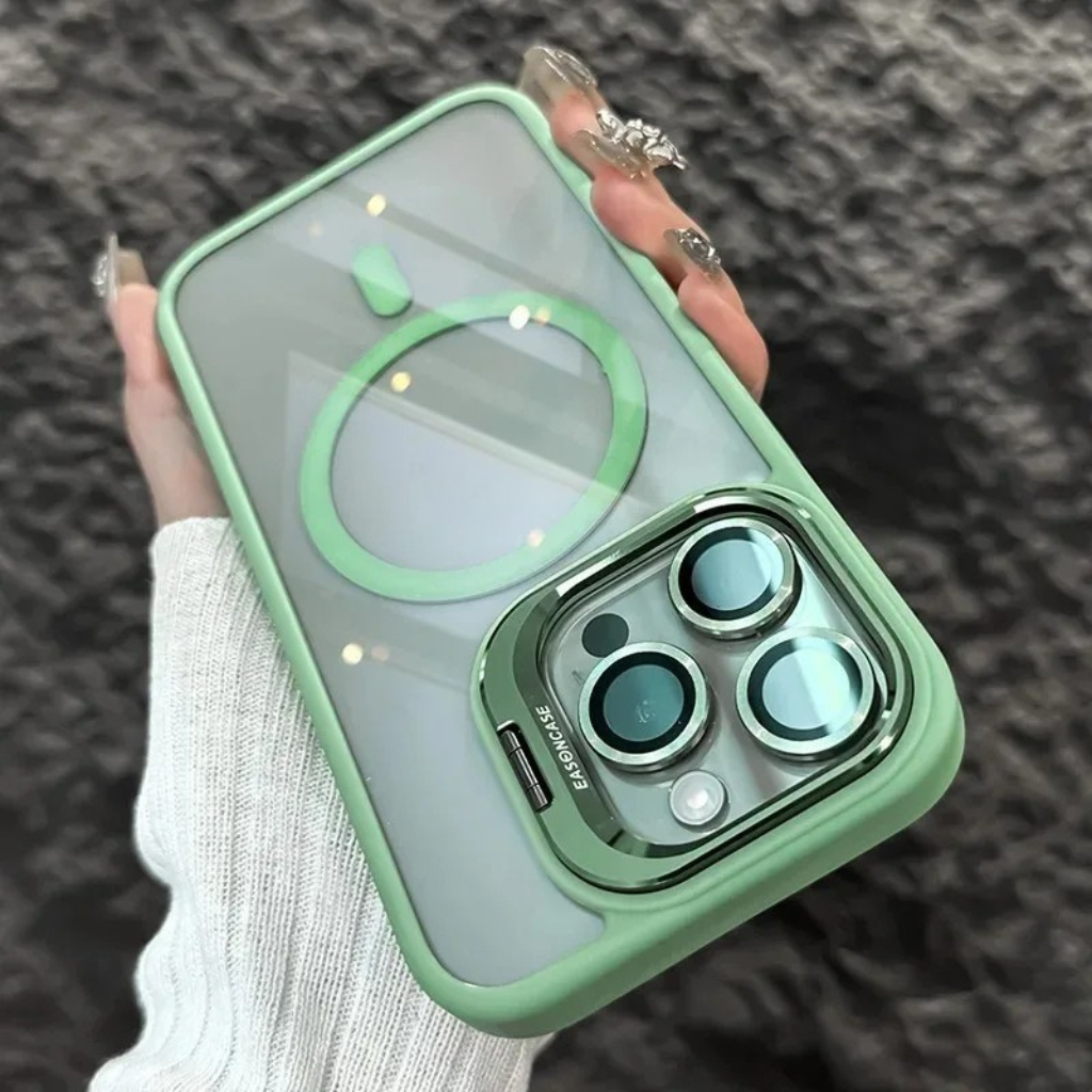 Stoßfeste magnetische Handytasche mit Glasschutz und Ständer
