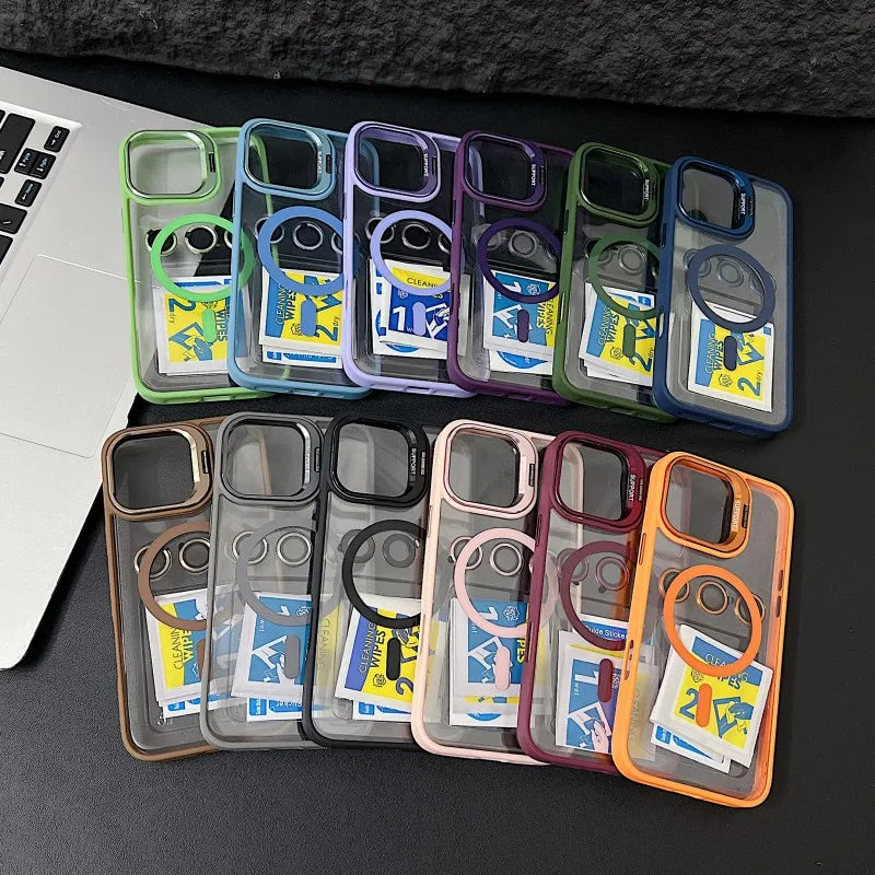 Stoßfeste magnetische Handytasche mit Glasschutz und Ständer