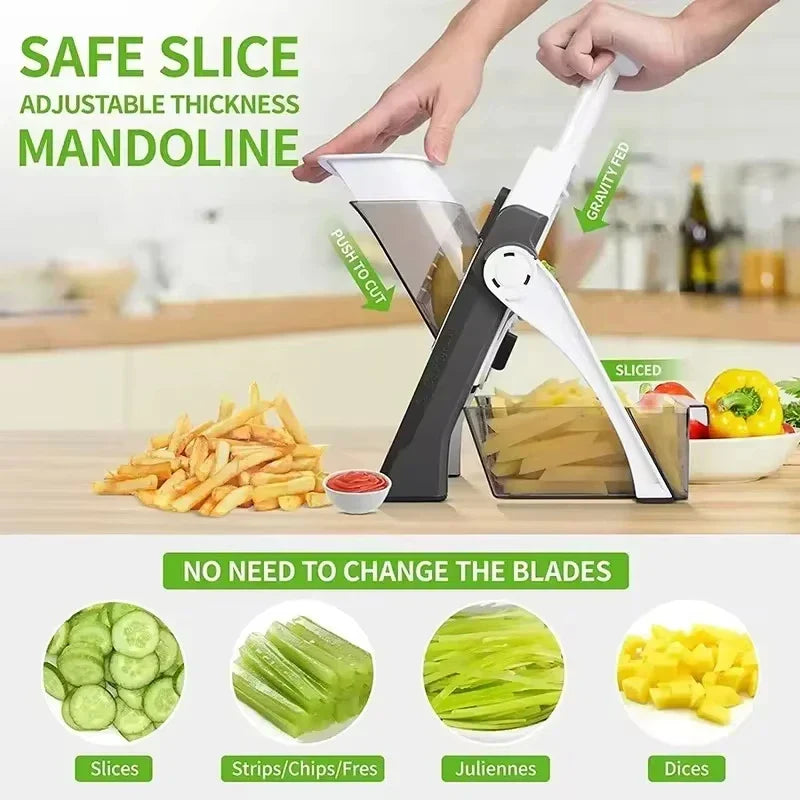 Gemüseschneider | Vielseitig Sicher 5-in-1 Langlebig VeggieChop Pro-Luzern Mode