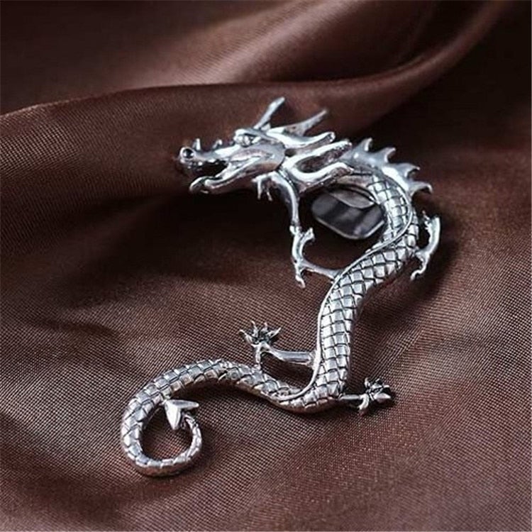Drachen-Ohrringe | Groß Silber Einzigartig Langlebig Stilvoll Markant Lässig-Luzern Mode