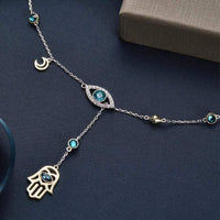 Silberne Kette | Kristall Anhänger Langlebig Hamsa Stilvoll Vielseitig-Luzern Mode