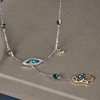 Silberne Kette | Kristall Anhänger Langlebig Hamsa Stilvoll Vielseitig-Luzern Mode