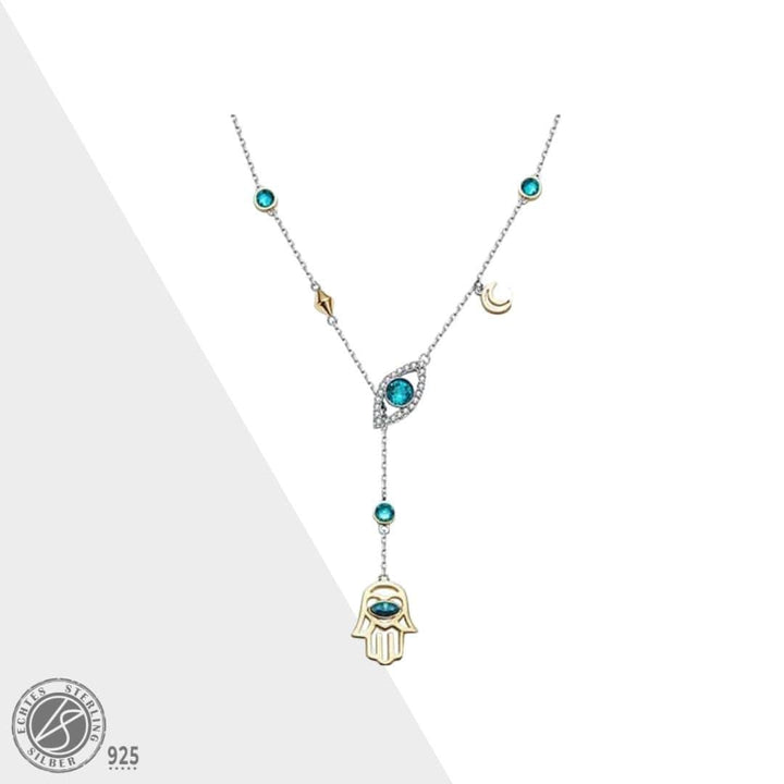 Silberne Kette | Kristall Anhänger Langlebig Hamsa Stilvoll Vielseitig-Luzern Mode