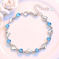 Armband mit Herzchen | Silber | Verstellbar | Farbe | Hypoallergen-Blau-Luzern Mode