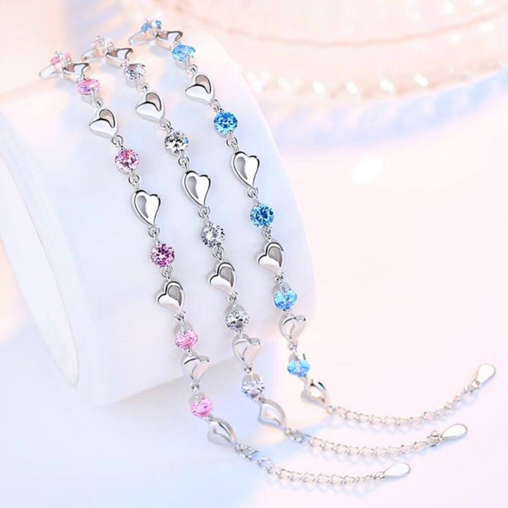 Armband mit Herzchen | Silber | Verstellbar | Farbe | Hypoallergen-Luzern Mode