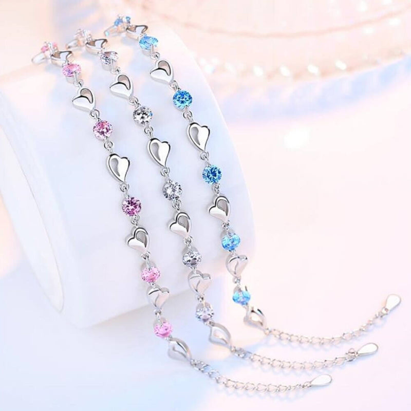 Armband mit Herzchen | Silber | Verstellbar | Farbe | Hypoallergen-Luzern Mode