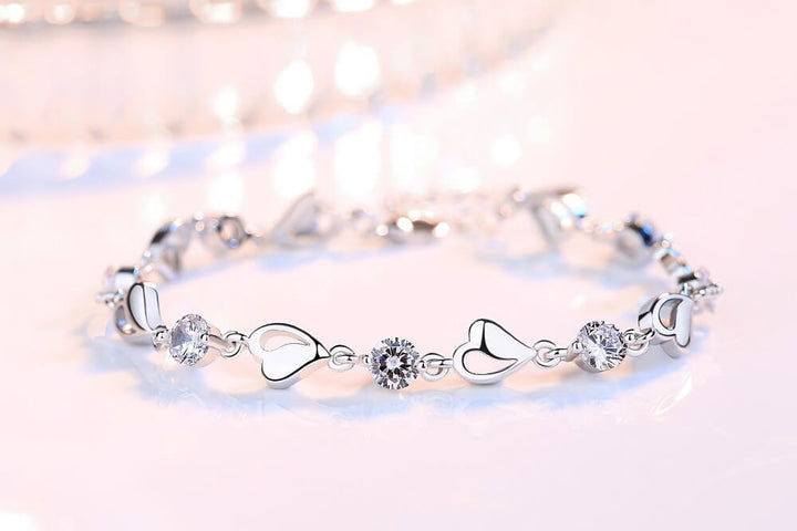 Armband mit Herzchen | Silber | Verstellbar | Farbe | Hypoallergen-Luzern Mode