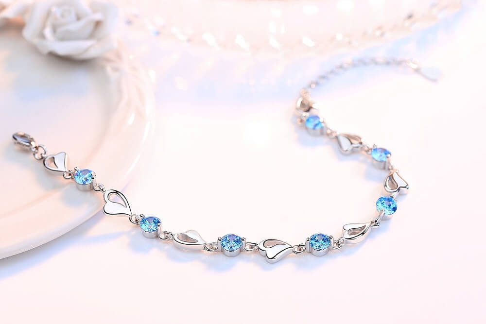 Armband mit Herzchen | Silber | Verstellbar | Farbe | Hypoallergen-Luzern Mode