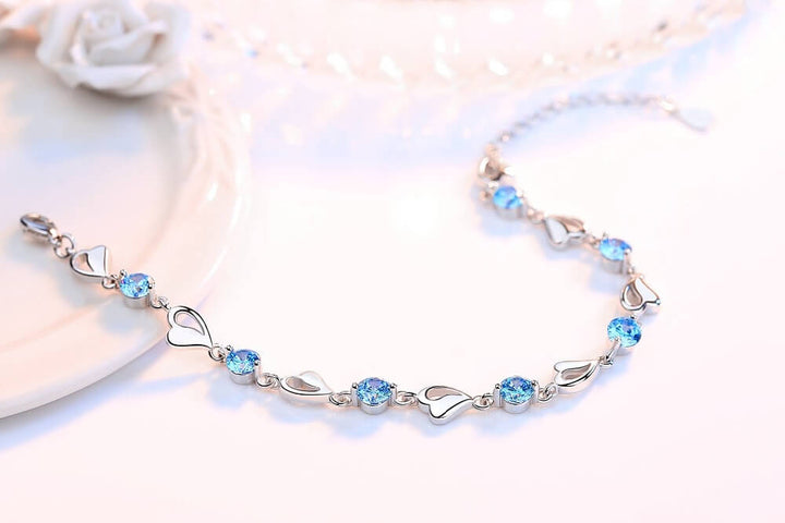 Armband mit Herzchen | Silber | Verstellbar | Farbe | Hypoallergen-Luzern Mode