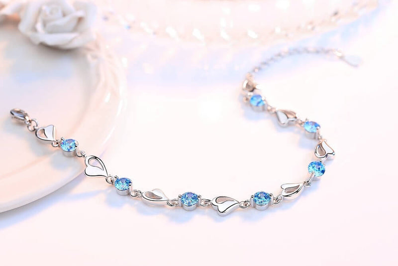 Armband mit Herzchen | Silber | Verstellbar | Farbe | Hypoallergen-Luzern Mode