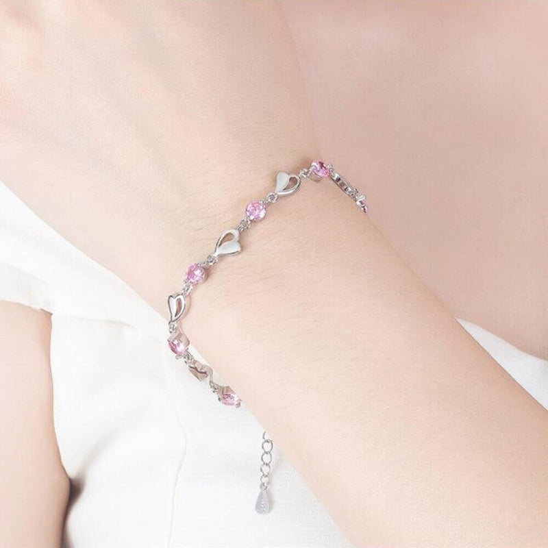 Armband mit Herzchen | Silber | Verstellbar | Farbe | Hypoallergen-Luzern Mode