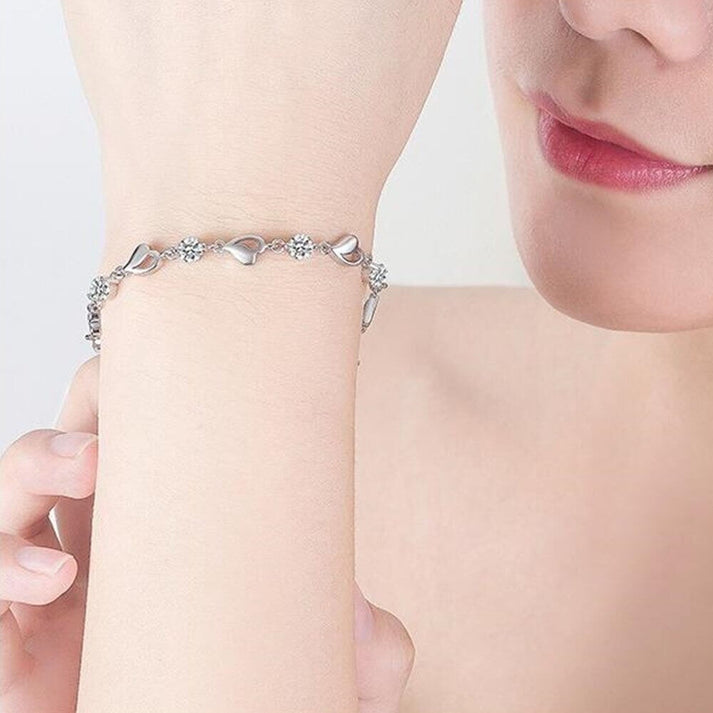 Armband mit Herzchen | Silber | Verstellbar | Farbe | Hypoallergen-Luzern Mode