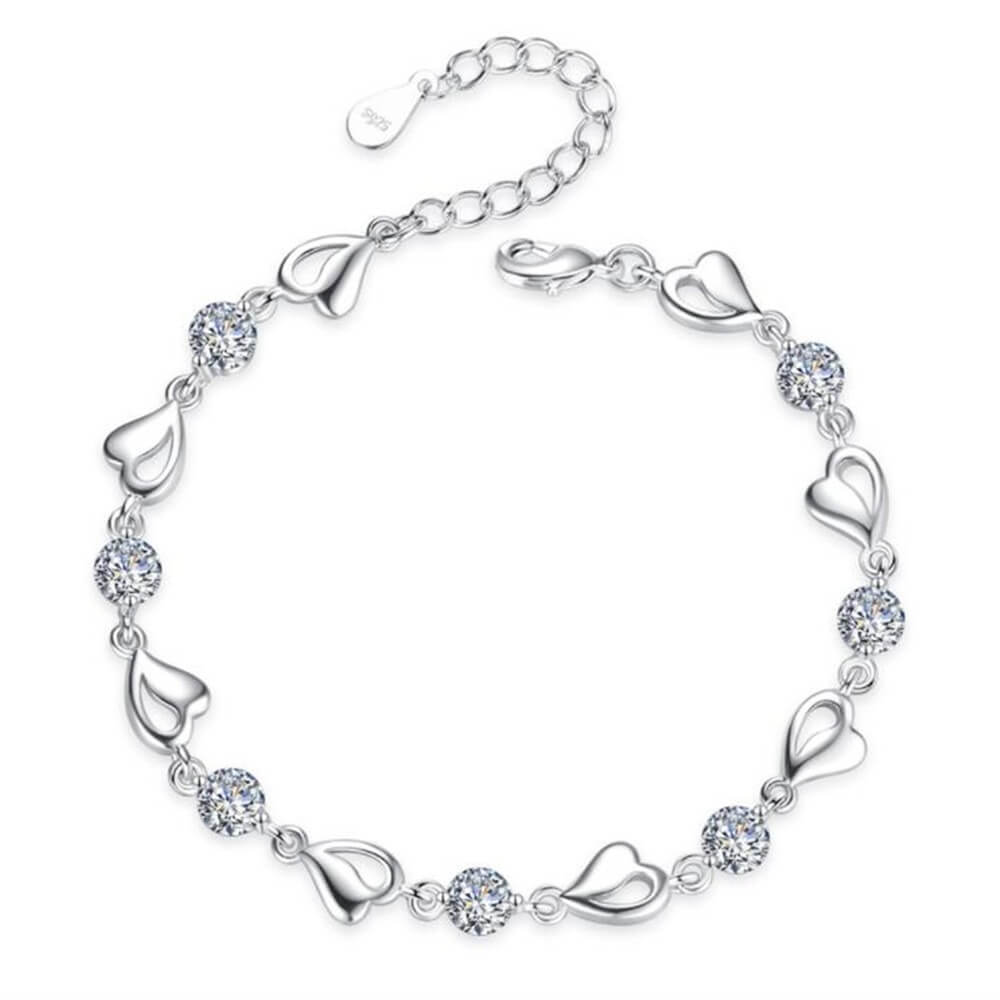 Armband mit Herzchen | Silber | Verstellbar | Farbe | Hypoallergen-Weiß-Luzern Mode