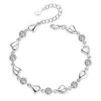 Armband mit Herzchen | Silber | Verstellbar | Farbe | Hypoallergen-Weiß-Luzern Mode