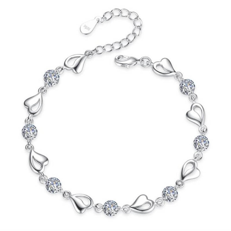 Armband mit Herzchen | Silber | Verstellbar | Farbe | Hypoallergen-Weiß-Luzern Mode