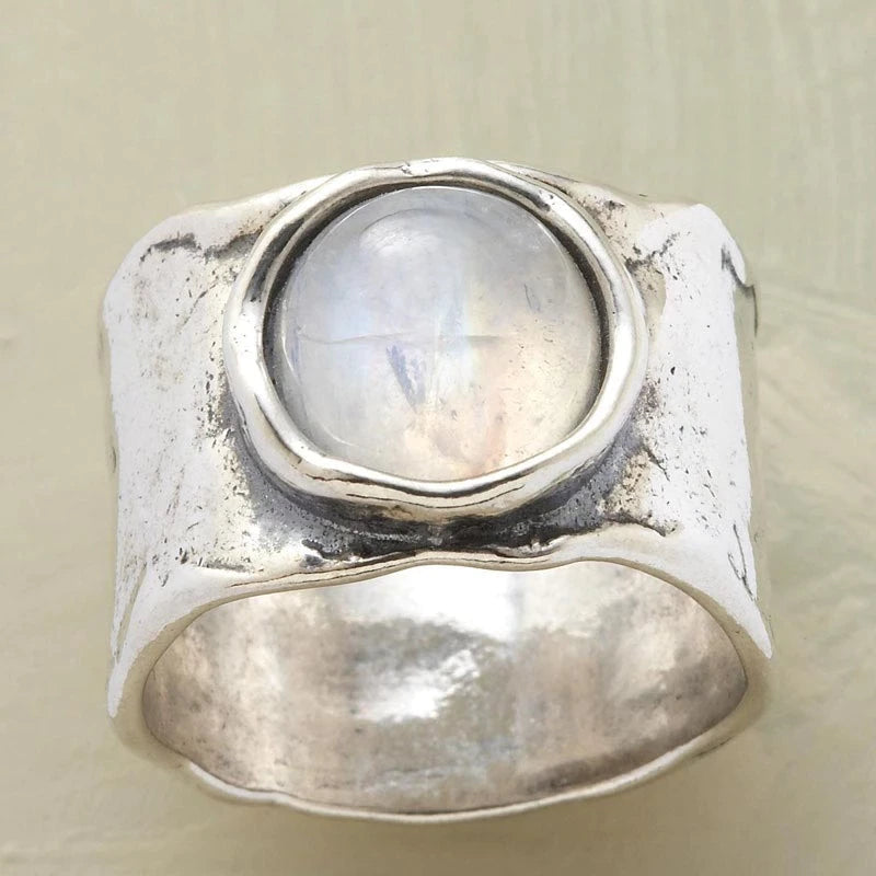 Silberner Ring | Mondstein Langlebig Handgefertigt Stilvoll Vielseitig-6-Luzern Mode