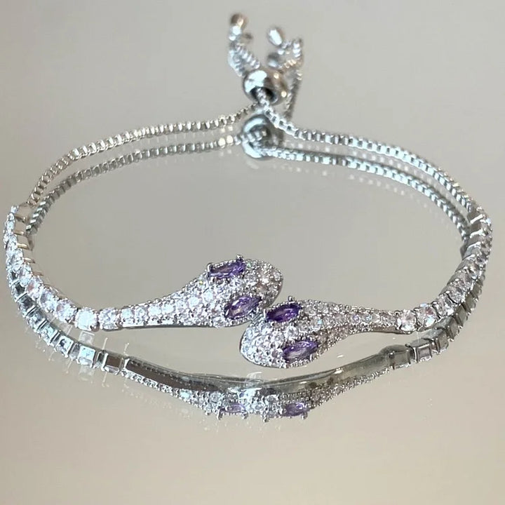 Silbernes Armband | Schlange Stilvoll Langlebig Funkelnd Zirkonia Einzigartig-Lila-Luzern Mode