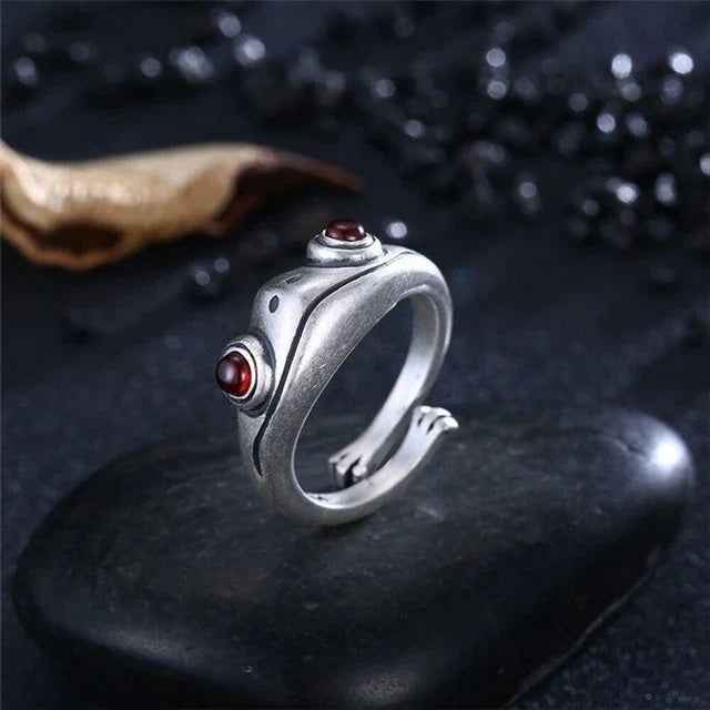 Silberner Ring | Frosch | Sterlingsilber | Verstellbar | Einheitsgröße-Luzern Mode