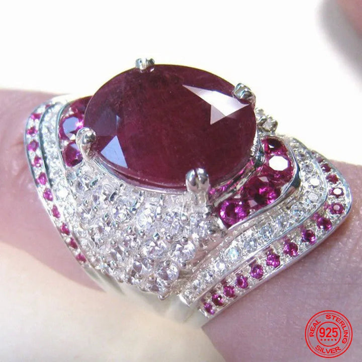Silberring mit Rubin | Rot | Sterling | Hypoallergen | Stilvoll-Luzern Mode