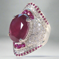 Silberring mit Rubin | Rot | Sterling | Hypoallergen | Stilvoll-Durchmesser 16,5-Luzern Mode