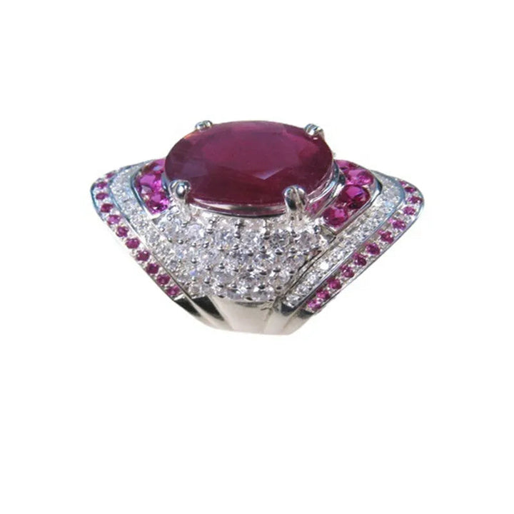 Silberring mit Rubin | Rot | Sterling | Hypoallergen | Stilvoll-Durchmesser 17,3-Luzern Mode