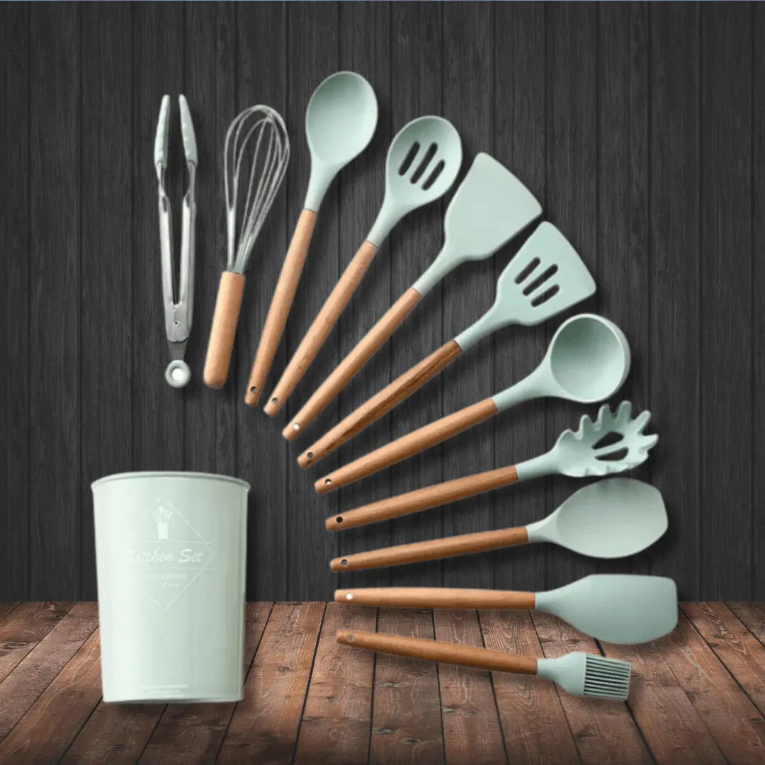 Küchenutensilien-Set | Silikon Langlebig Stilvoll Vielseitig 12-teilig-Grün-Luzern Mode