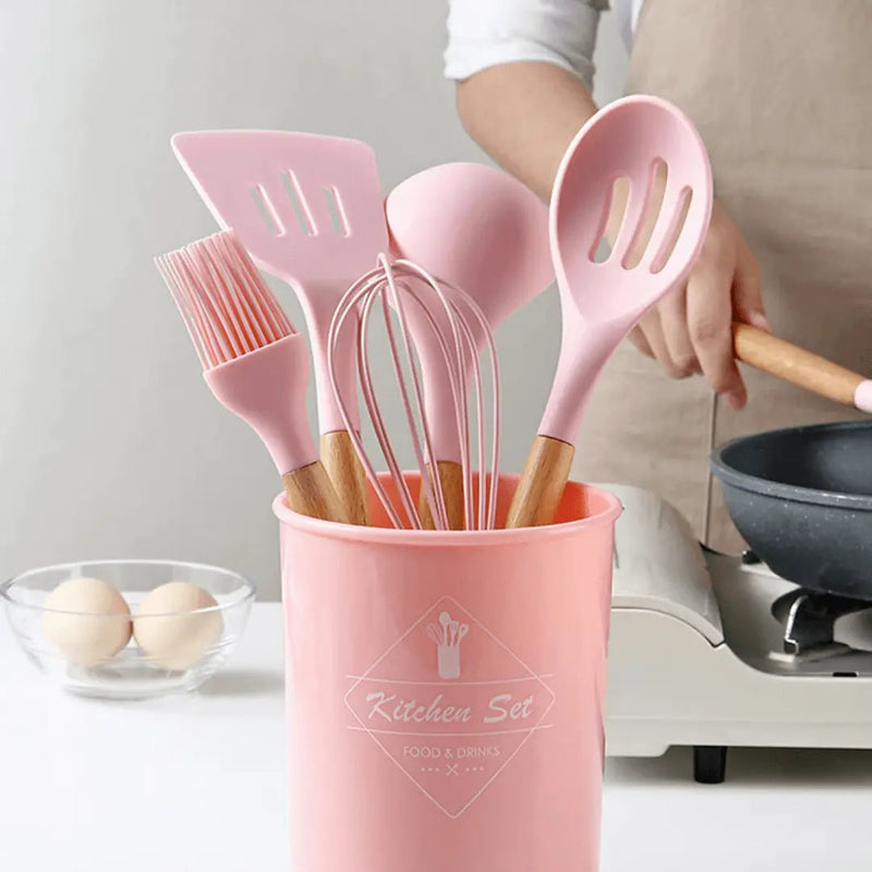Küchenutensilien-Set | Silikon Langlebig Stilvoll Vielseitig 12-teilig-Rosa-Luzern Mode