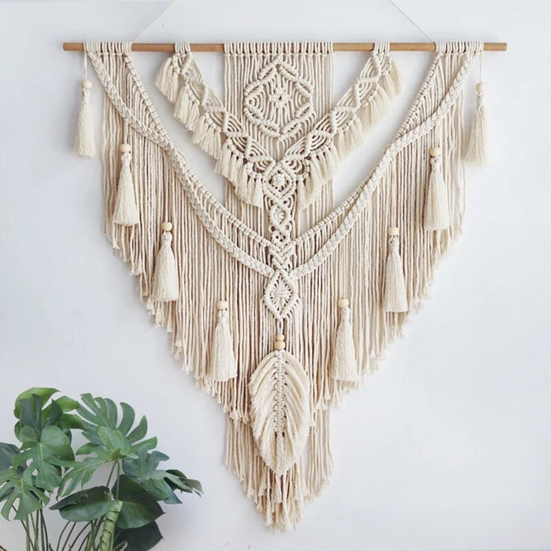 Makramee Wanddekoration | Handgeknüpft | Skandinavisch | Boho | Quasten-Luzern Mode