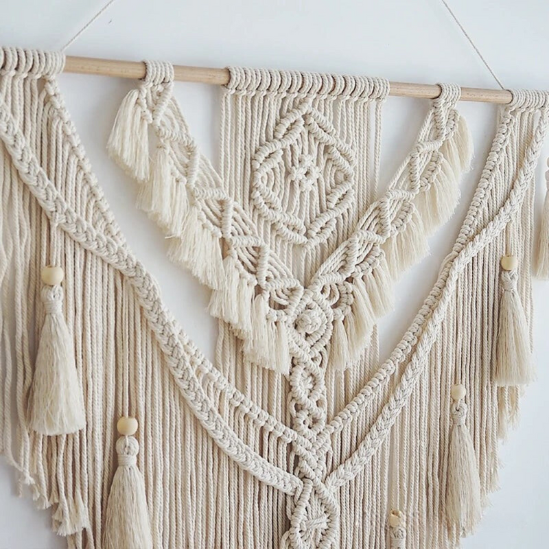 Makramee Wanddekoration | Handgeknüpft | Skandinavisch | Boho | Quasten-Luzern Mode
