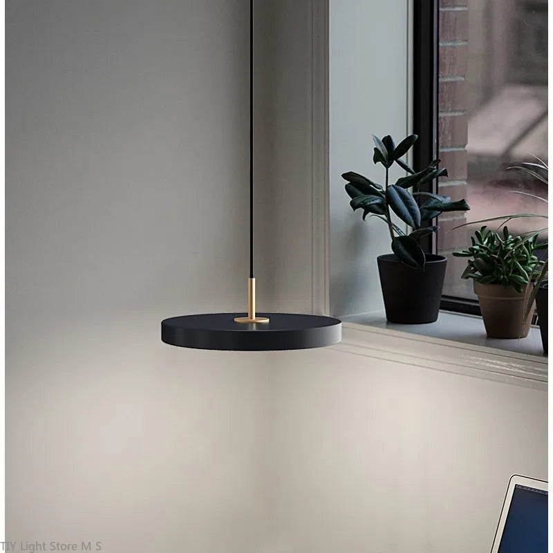 Hängelampe | Skandinavisch | Minimalistisch | Rund | Metall | Glas-Schwarz-23cm-Weißes Licht-Luzern Mode