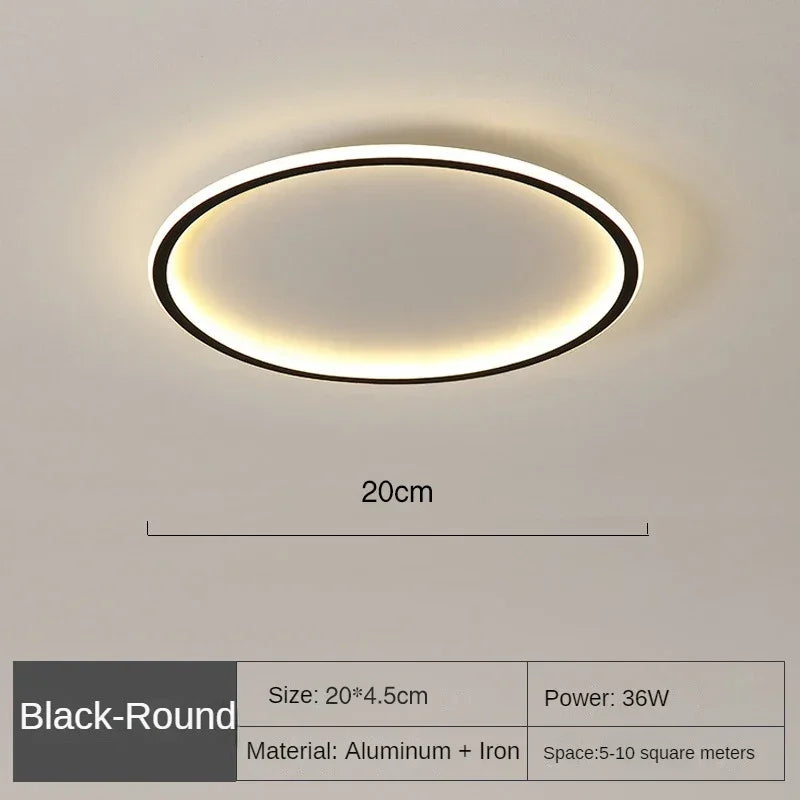 Runde Deckenleuchte | Skandinavisch Modern Stilvoll Vielseitig LED-20cm Schwarz-Naturweiß (kein RC)-Luzern Mode
