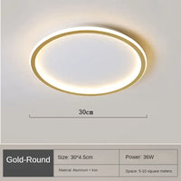 Runde Deckenleuchte | Skandinavisch Modern Stilvoll Vielseitig LED-30cm Gold-Naturweiß (kein RC)-Luzern Mode