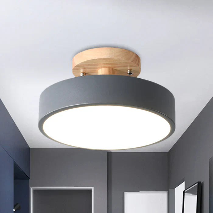 Deckenleuchte | LED Stilvoll Skandinavisch Langlebig Rund Holz Modern-Grau-Luzern Mode