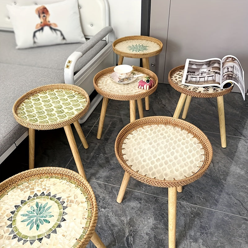 Beistelltisch | Rund | Rattan | Skandinavisch | Stilvoll | Modern | Nachhaltig-Luzern Mode