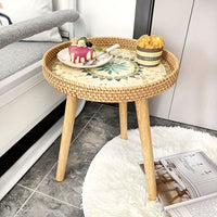 Beistelltisch | Rund | Rattan | Skandinavisch | Stilvoll | Modern | Nachhaltig-Luzern Mode