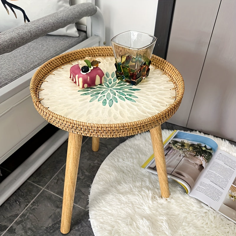 Beistelltisch | Rund | Rattan | Skandinavisch | Stilvoll | Modern | Nachhaltig-Luzern Mode