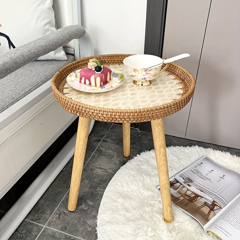 Beistelltisch | Rund | Rattan | Skandinavisch | Stilvoll | Modern | Nachhaltig-Luzern Mode