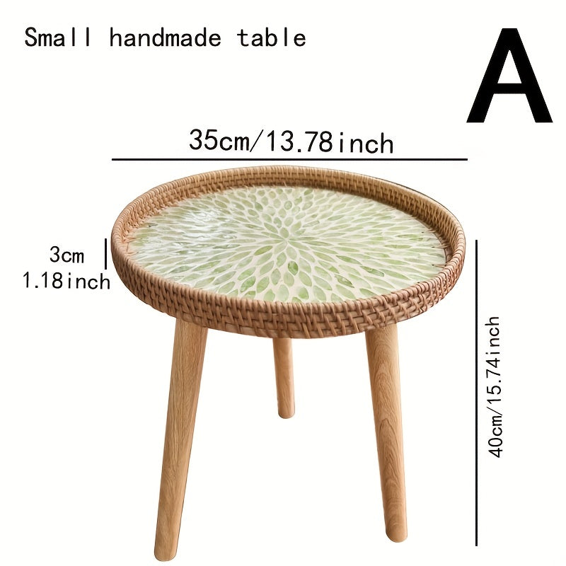Beistelltisch | Rund | Rattan | Skandinavisch | Stilvoll | Modern | Nachhaltig-Grün-A-Luzern Mode