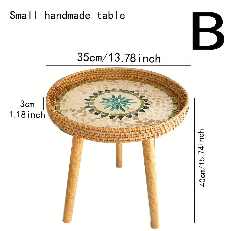 Beistelltisch | Rund | Rattan | Skandinavisch | Stilvoll | Modern | Nachhaltig-Grün-B-Luzern Mode