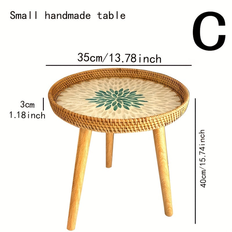 Beistelltisch | Rund | Rattan | Skandinavisch | Stilvoll | Modern | Nachhaltig-Grün-C-Luzern Mode