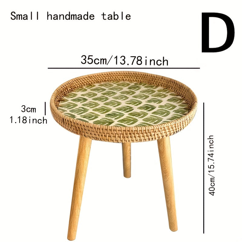 Beistelltisch | Rund | Rattan | Skandinavisch | Stilvoll | Modern | Nachhaltig-Grün-D-Luzern Mode